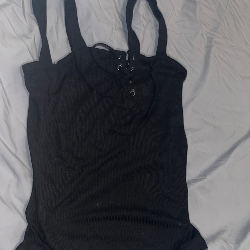 Black tie up tank top